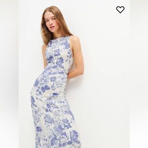NWT Reformation Ladri Dress in Lucerne White Blue Floral Print Maxi, size 4